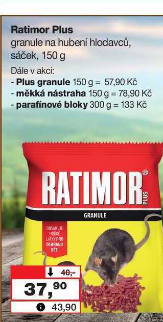 Barvy a laky drogerie Ratimor plus granule na hubení hlodavců, sáček, 150 g nabídka