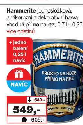 Barvy a laky drogerie Hammerite jednosložková, antikorozní a dekorativní barva vhodná přímo na rez, 0,7l nabídka