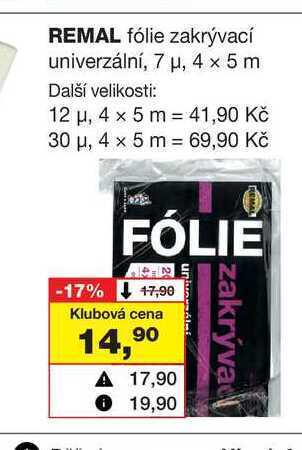 Barvy a laky drogerie Remal fólie zakrývací univerzální, 7 μ, 4 x 5 m nabídka