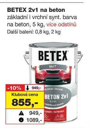 Barvy a laky drogerie Betex 2v1 na beton základní i vrchní synt. barva na beton, 5 kg nabídka