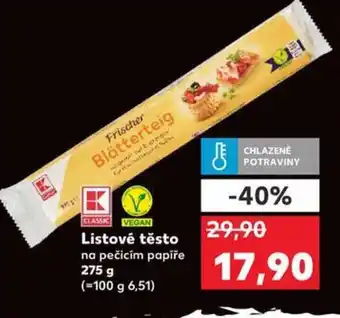 Kaufland Listové těsto na pečicím papíře 275 g nabídka