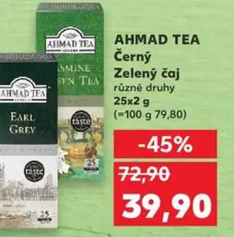 Kaufland AHMAD TEA Černý Zelený čaj různé druhy 25x2 g nabídka