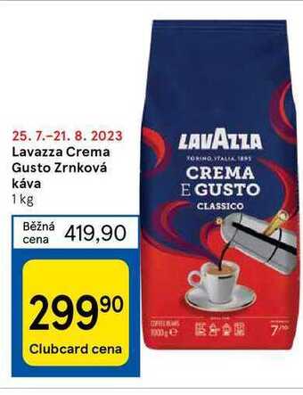 Tesco Lavazza crema gusto zrnková káva 1 kg nabídka