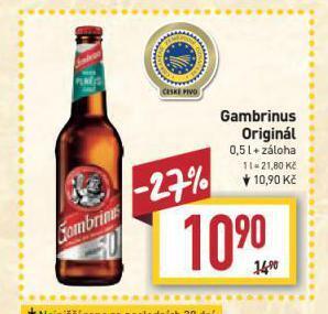 Billa Pivo gambrinus nabídka