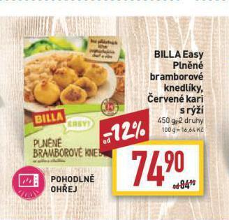 Billa Plněné bramborové knedlíky nabídka