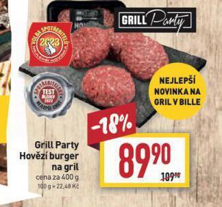 Billa Hovězí burger na gril nabídka