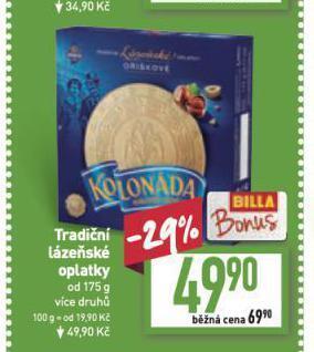 Billa Tradiční lázeňské oplatky nabídka