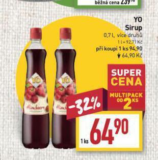 Billa Yo sirup nabídka