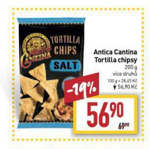 Billa Antica cantina tortilla chipsy nabídka