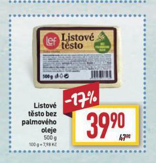 Billa Listové těsto nabídka