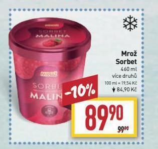 Billa Mrož sorbet nabídka
