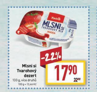 Billa Mlsni si tvarohový dezert nabídka