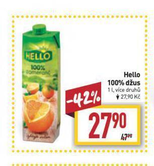 Billa Hello 100% džus nabídka