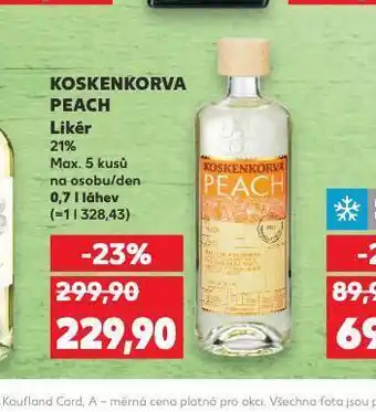 Kaufland Koskenkorva peach likér nabídka