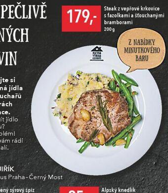 Globus Steak z vepřové krkovice s fazolkami a šťouchanými bramborami nabídka