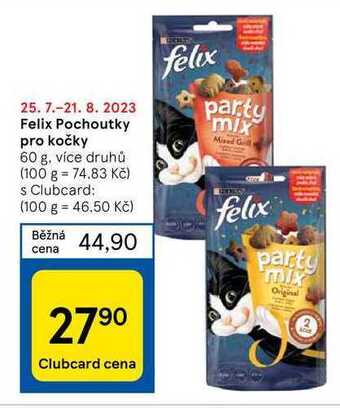 Tesco Felix pochoutky pro kočky 60 g nabídka