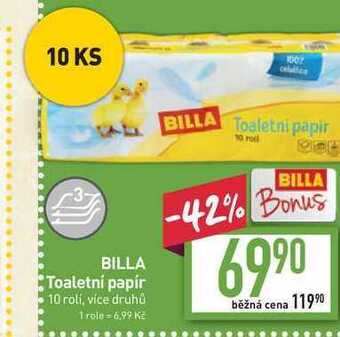 Billa Billa toaletní papír 10 rolí nabídka