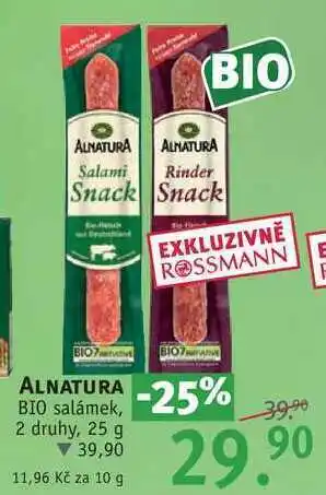 Rossmann Alnatura bio salámek, 25 g nabídka