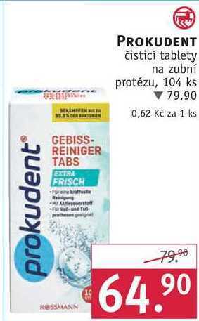Rossmann Prokudent čisticí tablety na zubní protézu, 104 ks nabídka