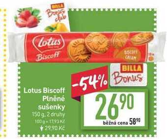 Billa Lotus biscoff plněné sušenky 150 g nabídka