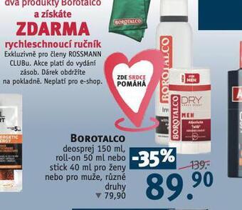 Rossmann Borotalco deosprej, roll-on, stick nabídka