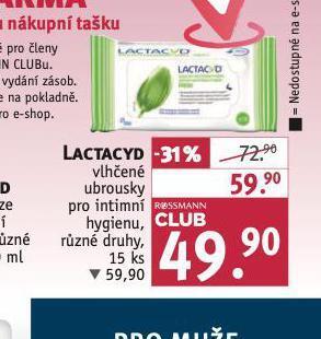 Rossmann Lactacyd vlhčené ubrousky nabídka