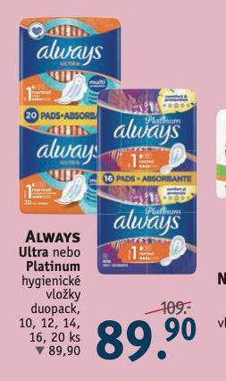 Rossmann Always hygienické vložky nabídka
