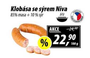 ZEMAN Klobása se sýrem niva 85% masa +10% sýr, 100 g nabídka