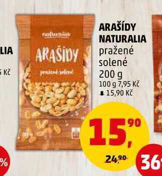 Penny Market Arašídy naturalia pražené solené, 200 g nabídka