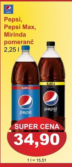PLUS JIP Pepsi, Pepsi Max, Mirinda pomeranč nabídka