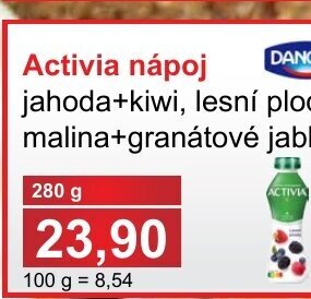 PLUS JIP Activia nápoj nabídka