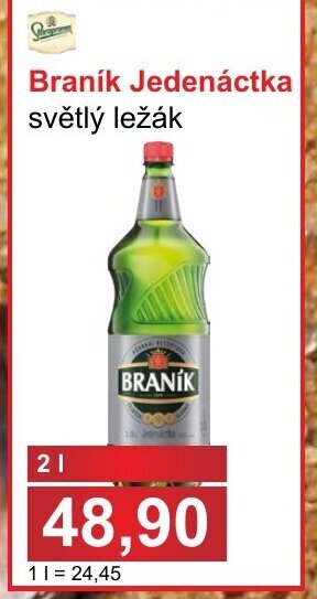 PLUS JIP Braník Jedenáctka světlý ležák nabídka