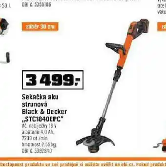 OBI Sekačka aku strunová black &amp; decker nabídka