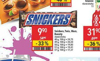 Globus Snickers, twix, mars, bounty nabídka