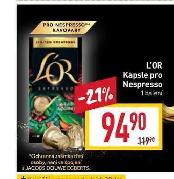 Billa L'or kapsle pro nespresso 1 balení nabídka