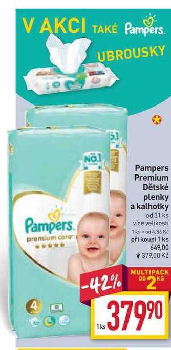 Billa Pampers premium dětské plenky a kalhotky od 31 ks nabídka