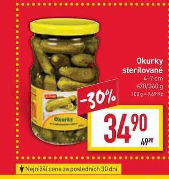 Billa Okurky sterilované 4-7 cm 670/360 g nabídka