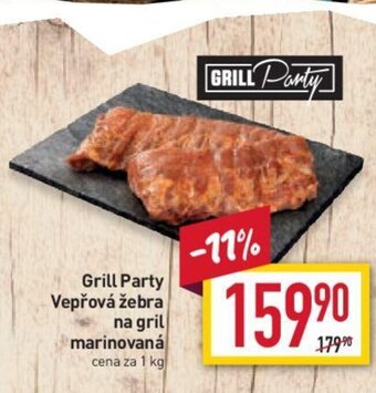 Billa Grill Party Vepřová žebra na gril marinovaná cena za 1 kg nabídka