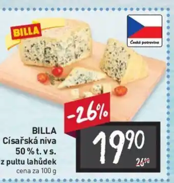 Billa BILLA Císařská niva 50% t. vs. z pultu lahůdek cena za 100 g nabídka