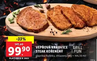 Lidl VEPŘOVÁ KRKOVICE GRILL STEAK KOŘENĚNÝ nabídka