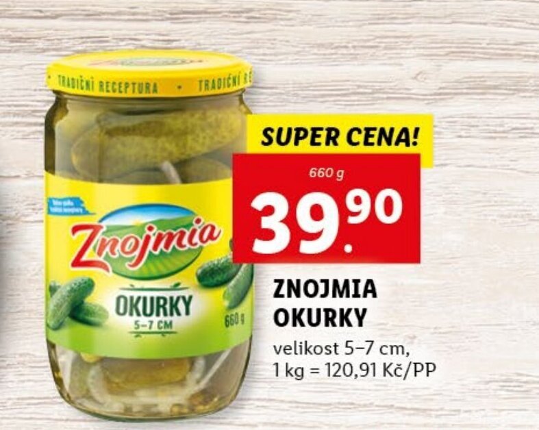 ZNOJMIA OKURKY nabídky v Lidl
