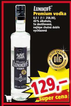 Norma Lunikoff vodka nabídka