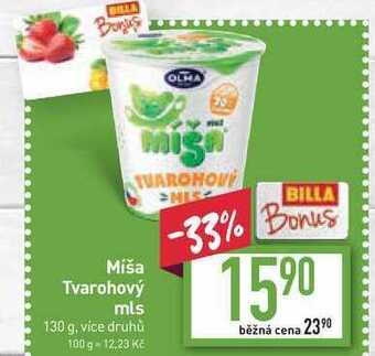 Billa Míša tvarohový mls 130 g nabídka