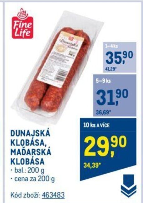 Makro DUNAJSKÁ KLOBÁSA, MAĎARSKÁ KLOBÁSA nabídka