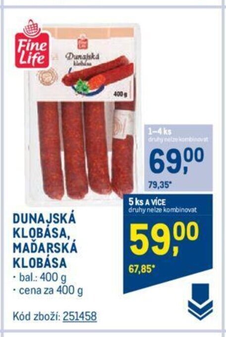 Makro DUNAJSKÁ KLOBÁSA, MAĎARSKÁ KLOBÁSA nabídka