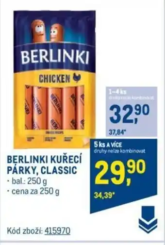 Makro BERLINKI KUŘECÍ PÁRKY, CLASSIC nabídka
