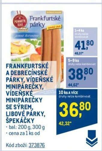 Makro FRANKFURTSKÉ A DEBRECÍNSKÉ PÁRKY, VÍDEŇSKÉ MINIPÁREČKY, VÍDEŇSKÉ MINIPÁREČKY SE SÝREM, LIBOVÉ PÁRKY, ŠPEKÁČKY nabídka