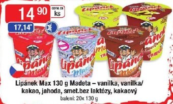 Qanto Lipánek Max 130 g Madeta - vanilka, vanilka/ kakao, jahoda, smet.bez laktózy, kakaový nabídka
