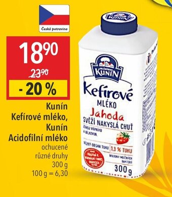Globus Kunín Kefírové mléko, Kunín Acidofilní mléko nabídka