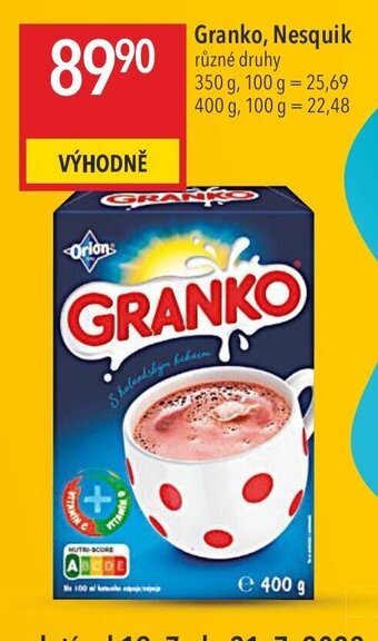 Globus Granko, Nesquik nabídka